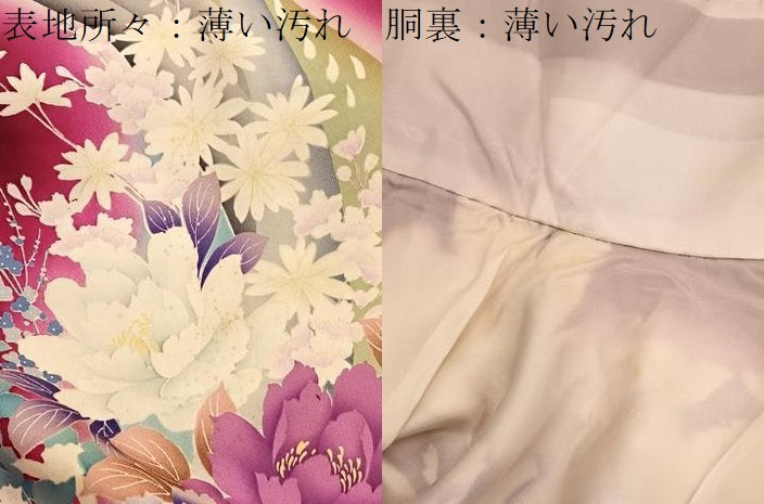 平和屋着物■豪華振袖　牡丹花文　暈し染め　正絹　逸品　BAAX2778hv