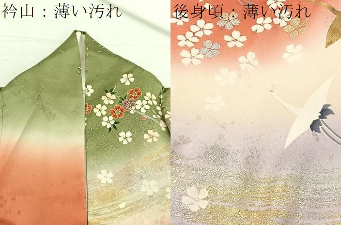 平和屋着物■豪華振袖　駒刺繍　流水飛鶴梅文　暈し染め　金銀彩　正絹　逸品　BAAX2779hv