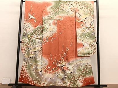 平和屋着物■豪華振袖　駒刺繍　流水飛鶴梅文　暈し染め　金銀彩　正絹　逸品　BAAX2779hv