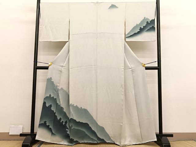 平和屋着物■訪問着　刺繍　遠山風景文　暈し染め　正絹　逸品　BAAX2780hv