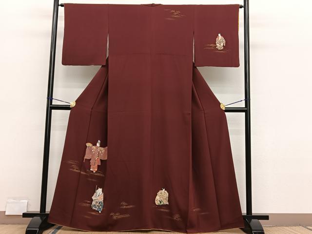 平和屋着物■訪問着　手描き　能　金彩　正絹　逸品　BAAX2784hv