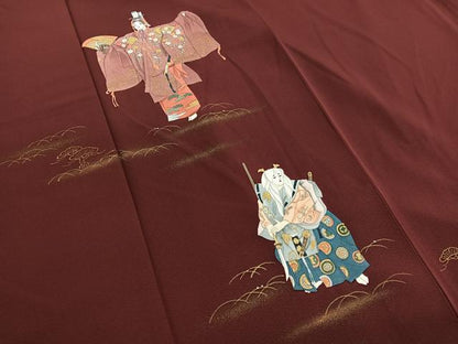 平和屋着物■訪問着　手描き　能　金彩　正絹　逸品　BAAX2784hv
