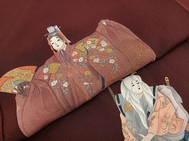 平和屋着物■訪問着　手描き　能　金彩　正絹　逸品　BAAX2784hv