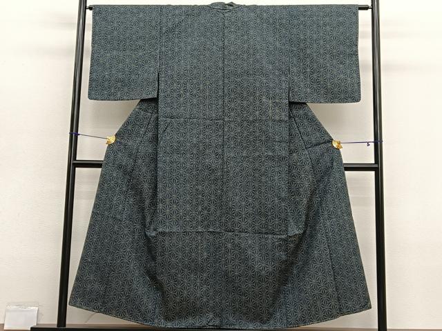 平和屋着物■上質な紬　麻の葉文様　正絹　逸品　未使用　BAAX2785hv