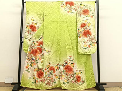平和屋着物■豪華振袖　駒刺繍　菊花文　暈し染め　金彩　正絹　逸品　BAAX2786hv