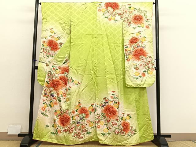 平和屋着物■豪華振袖　駒刺繍　菊花文　暈し染め　金彩　正絹　逸品　BAAX2786hv