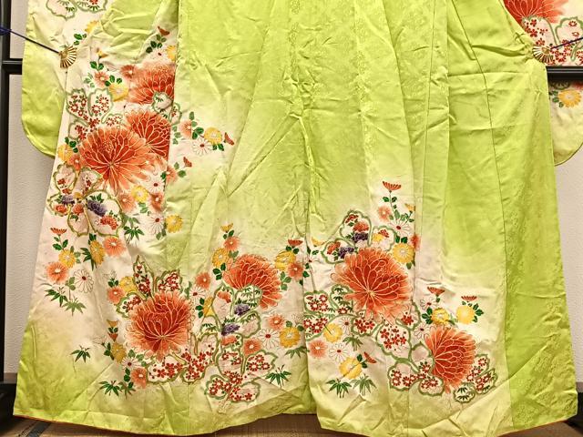 平和屋着物■豪華振袖　駒刺繍　菊花文　暈し染め　金彩　正絹　逸品　BAAX2786hv