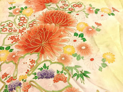 平和屋着物■豪華振袖　駒刺繍　菊花文　暈し染め　金彩　正絹　逸品　BAAX2786hv
