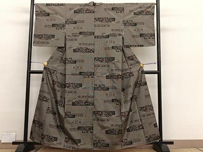 平和屋着物■本場大島紬　7マルキ　横段花文　正絹　逸品　未使用　BAAX2787hv