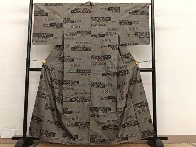 平和屋着物■本場大島紬　7マルキ　横段花文　正絹　逸品　未使用　BAAX2787hv