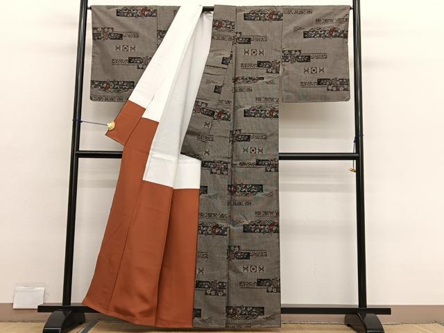 平和屋着物■本場大島紬　7マルキ　横段花文　正絹　逸品　未使用　BAAX2787hv