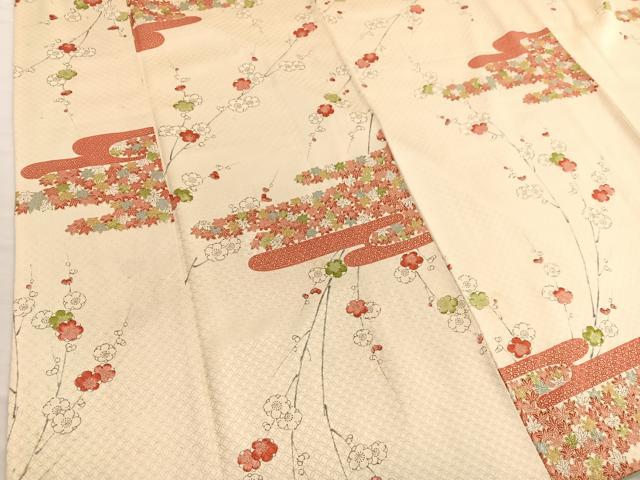 平和屋着物■上質な小紋　手描き　紅白梅　金彩　正絹　逸品　BAAX2789hv