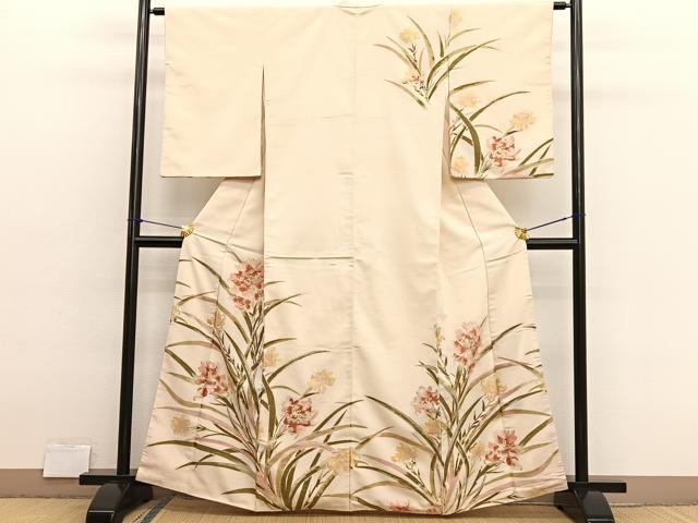 平和屋着物■訪問着　寿光織　枝花文　金糸　正絹　逸品　BAAX2792hv