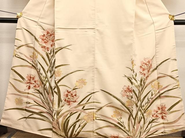 平和屋着物■訪問着　寿光織　枝花文　金糸　正絹　逸品　BAAX2792hv