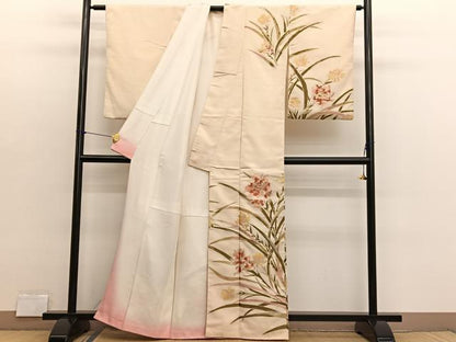 平和屋着物■訪問着　寿光織　枝花文　金糸　正絹　逸品　BAAX2792hv