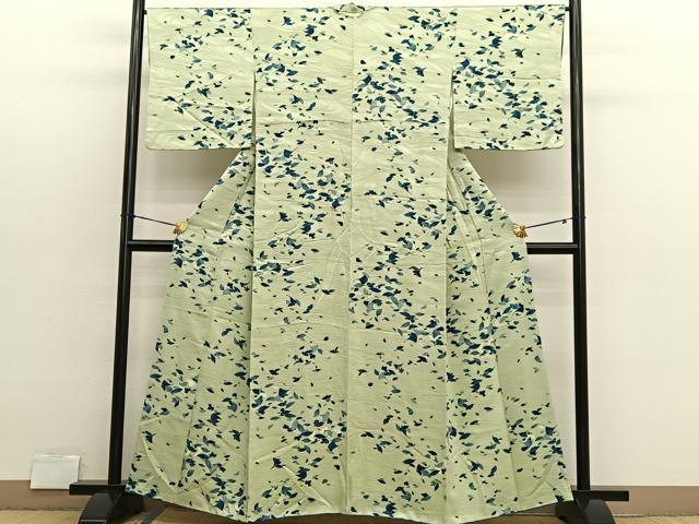 平和屋着物■上質な小紋　舞葉文　正絹　逸品　BAAX2793hv