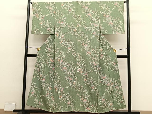 平和屋着物■上質な小紋　枝花文　正絹　逸品　未使用　BAAX2795hv