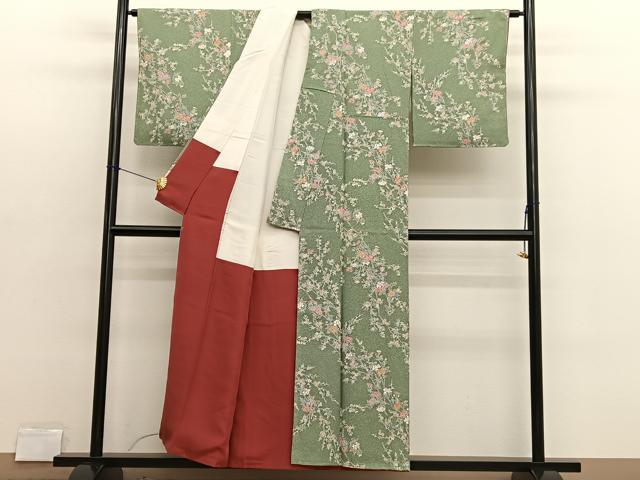 平和屋着物■上質な小紋　枝花文　正絹　逸品　未使用　BAAX2795hv