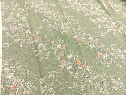 平和屋着物■上質な小紋　枝花文　正絹　逸品　未使用　BAAX2795hv