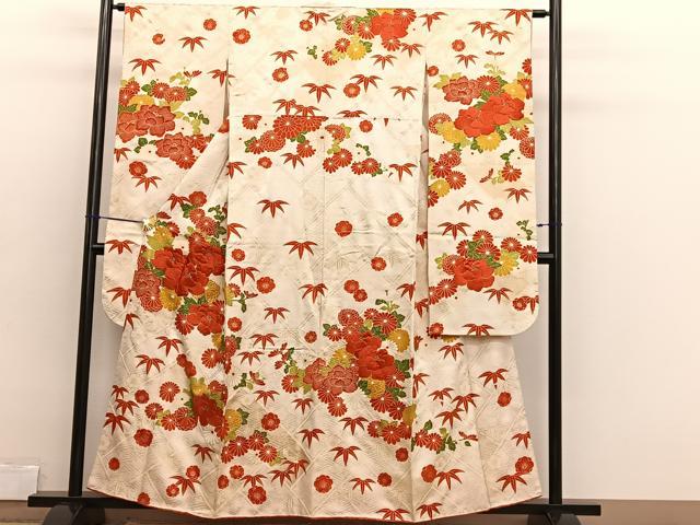 平和屋着物■豪華振袖　駒刺繍　檜垣花文　金彩　三越扱い　正絹　逸品　BAAX2796hv