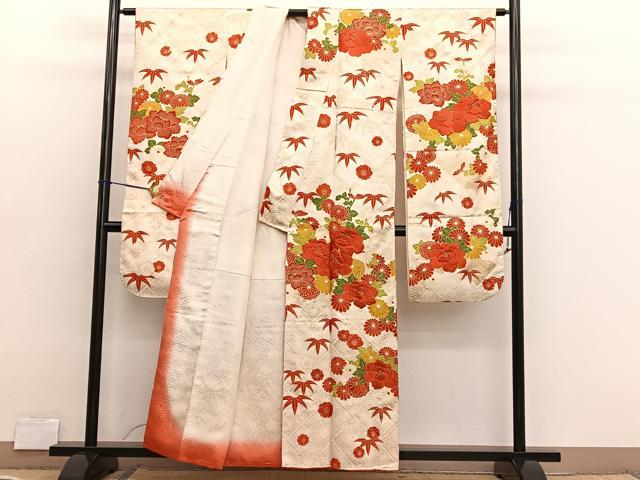 平和屋着物■豪華振袖　駒刺繍　檜垣花文　金彩　三越扱い　正絹　逸品　BAAX2796hv