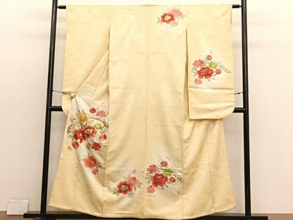 平和屋着物■豪華振袖　総刺繍　駒刺繍　片輪車花文　暈し染め　金銀糸　西武扱い　正絹　逸品　未使用　BAAX2798hv