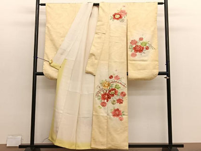 平和屋着物■豪華振袖　総刺繍　駒刺繍　片輪車花文　暈し染め　金銀糸　西武扱い　正絹　逸品　未使用　BAAX2798hv