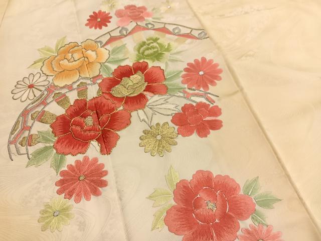 平和屋着物■豪華振袖　総刺繍　駒刺繍　片輪車花文　暈し染め　金銀糸　西武扱い　正絹　逸品　未使用　BAAX2798hv