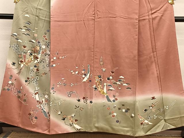 平和屋着物■訪問着　駒刺繍　短冊花文　暈し染め　金彩　正絹　逸品　BAAX2801hv