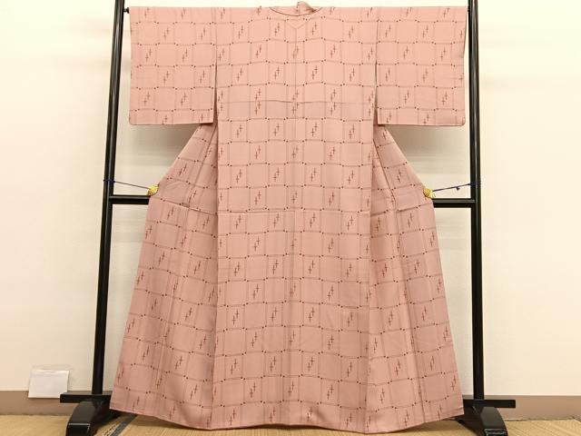 平和屋着物■上質な小紋　十字絣文様　正絹　逸品　BAAX2806hv