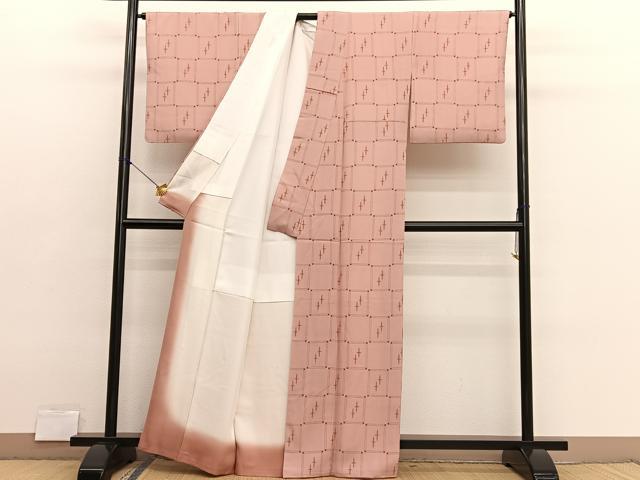 平和屋着物■上質な小紋　十字絣文様　正絹　逸品　BAAX2806hv