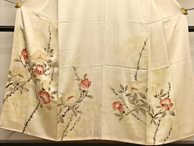 平和屋着物■訪問着　手描き　枝花文　正絹　逸品　BAAX2808hv
