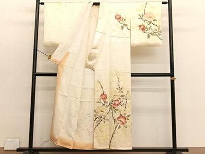 平和屋着物■訪問着　手描き　枝花文　正絹　逸品　BAAX2808hv