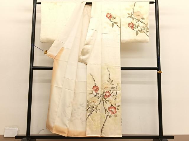平和屋着物■訪問着　手描き　枝花文　正絹　逸品　BAAX2808hv