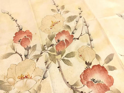 平和屋着物■訪問着　手描き　枝花文　正絹　逸品　BAAX2808hv