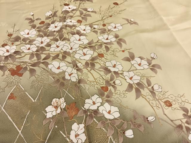 平和屋着物■訪問着　籬椿文　暈し染め　金彩　正絹　逸品　BAAX2809hv