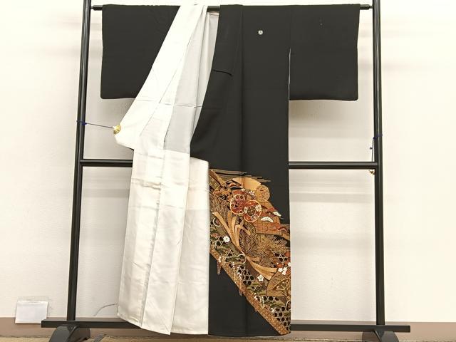 平和屋着物■豪華黒留袖　駒刺繍　鼓宝尽くし　金彩　正絹　逸品　BAAX2810hv