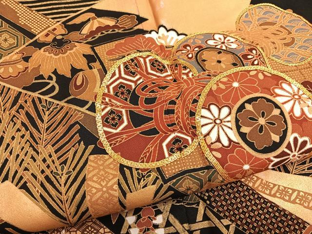 平和屋着物■豪華黒留袖　駒刺繍　鼓宝尽くし　金彩　正絹　逸品　BAAX2810hv