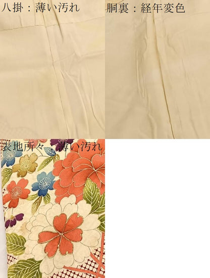平和屋着物■豪華振袖　駒刺繍　雲取り花文　金彩　正絹　逸品　BAAX2811hv