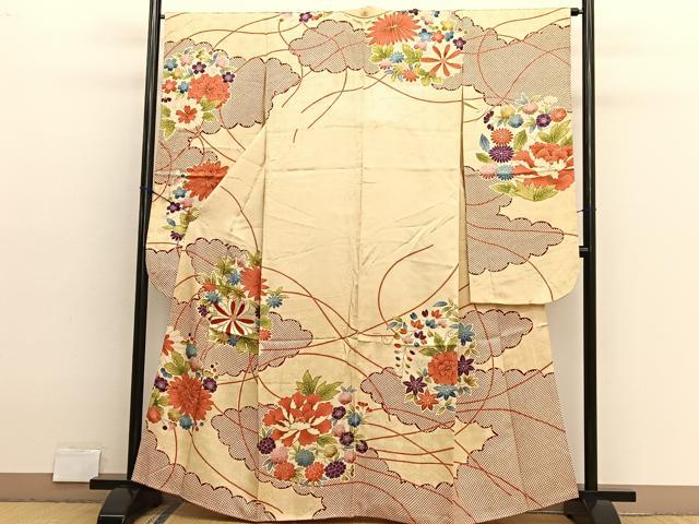 平和屋着物■豪華振袖　駒刺繍　雲取り花文　金彩　正絹　逸品　BAAX2811hv