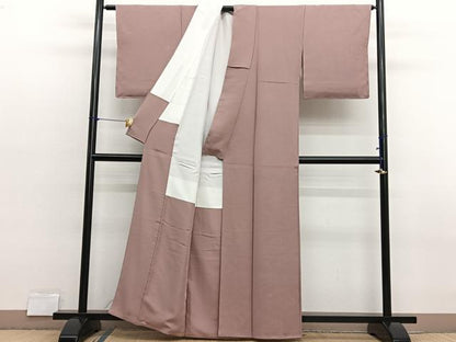 平和屋着物■上質な色無地　枝葉地紋　ときがら茶色　正絹　逸品　BAAX2812hv