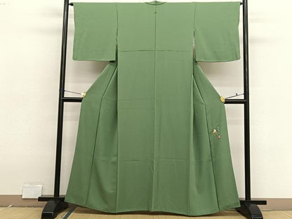 平和屋着物●本草木染作家　瑞寶　色無地　柳茶色　正絹　逸品　BAAX2818hv