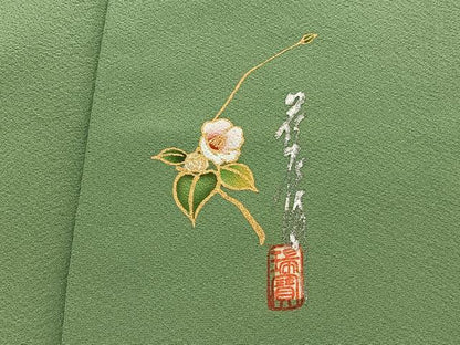 平和屋着物●本草木染作家　瑞寶　色無地　柳茶色　正絹　逸品　BAAX2818hv