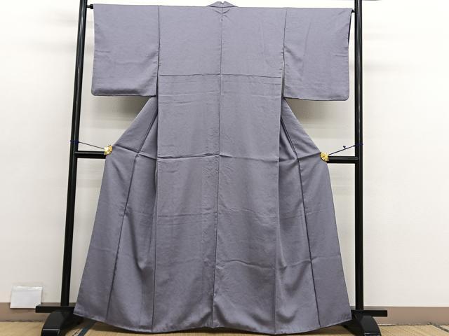 平和屋着物■色無地　草葉地紋　鳩羽鼠色　洗える着物　BAAX2820hv