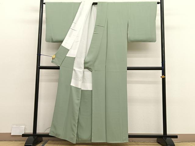 平和屋着物■上質な色無地　柳茶色　正絹　逸品　BAAX2824hv