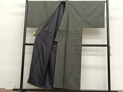 平和屋着物●男性　紬　アンサンブル　亀甲文様　正絹　逸品　BAAX2827hv