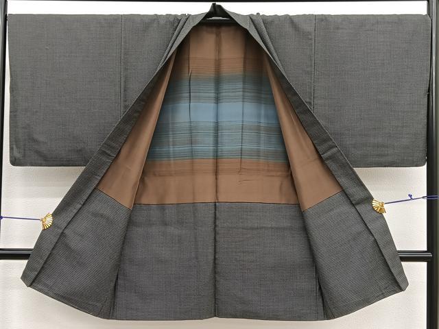 平和屋着物●男性　紬　アンサンブル　亀甲文様　正絹　逸品　BAAX2827hv