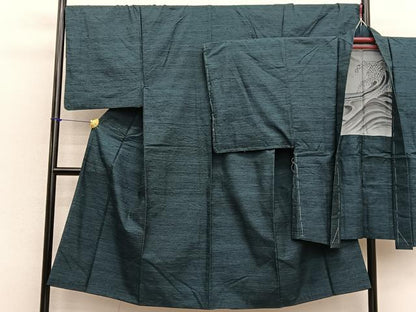 平和屋着物●男性　紬　アンサンブル　霞文　正絹　逸品　BAAX2830hv