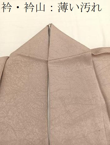 平和屋着物■上質な色無地　氷割れ地紋　赤白橡色　正絹　逸品　BAAX2831hv