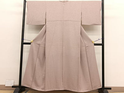 平和屋着物■上質な色無地　氷割れ地紋　赤白橡色　正絹　逸品　BAAX2831hv